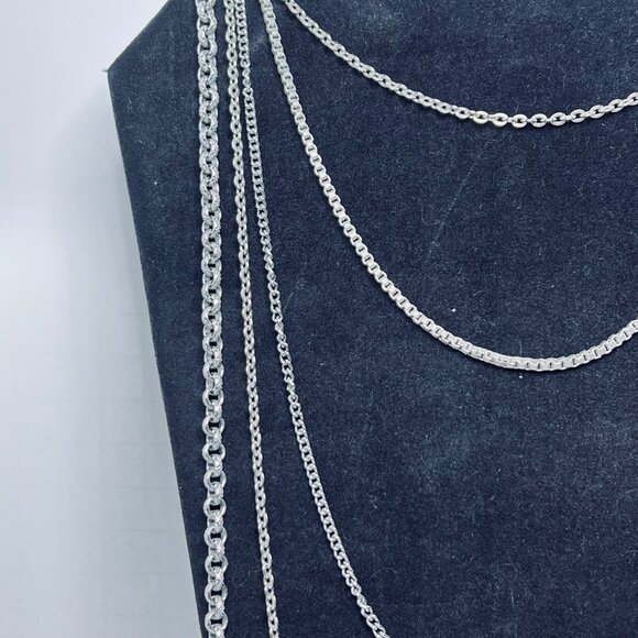 Emmons 5 Strand Silver Tone Cable Chain Necklace (5536) - Picture 2 of 5